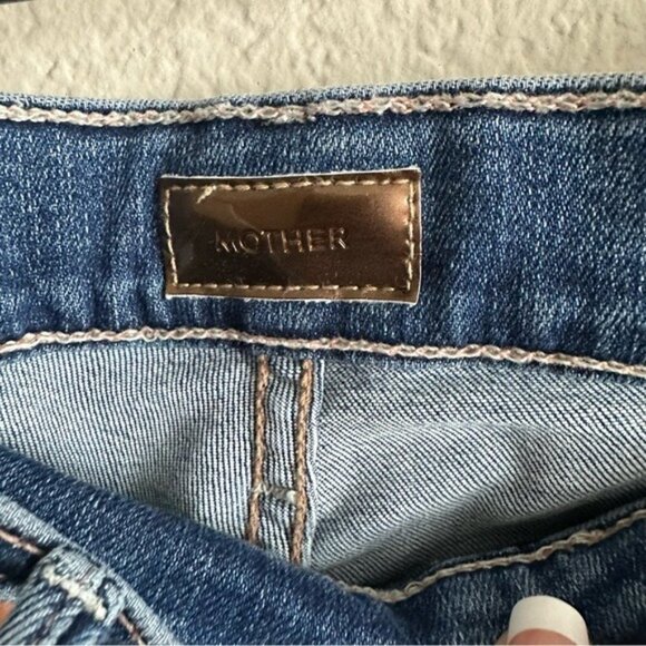 MOTHER The Insider Crop Step ChewJeans 27 Dancing On Coals Blue - Picture 10 of 16